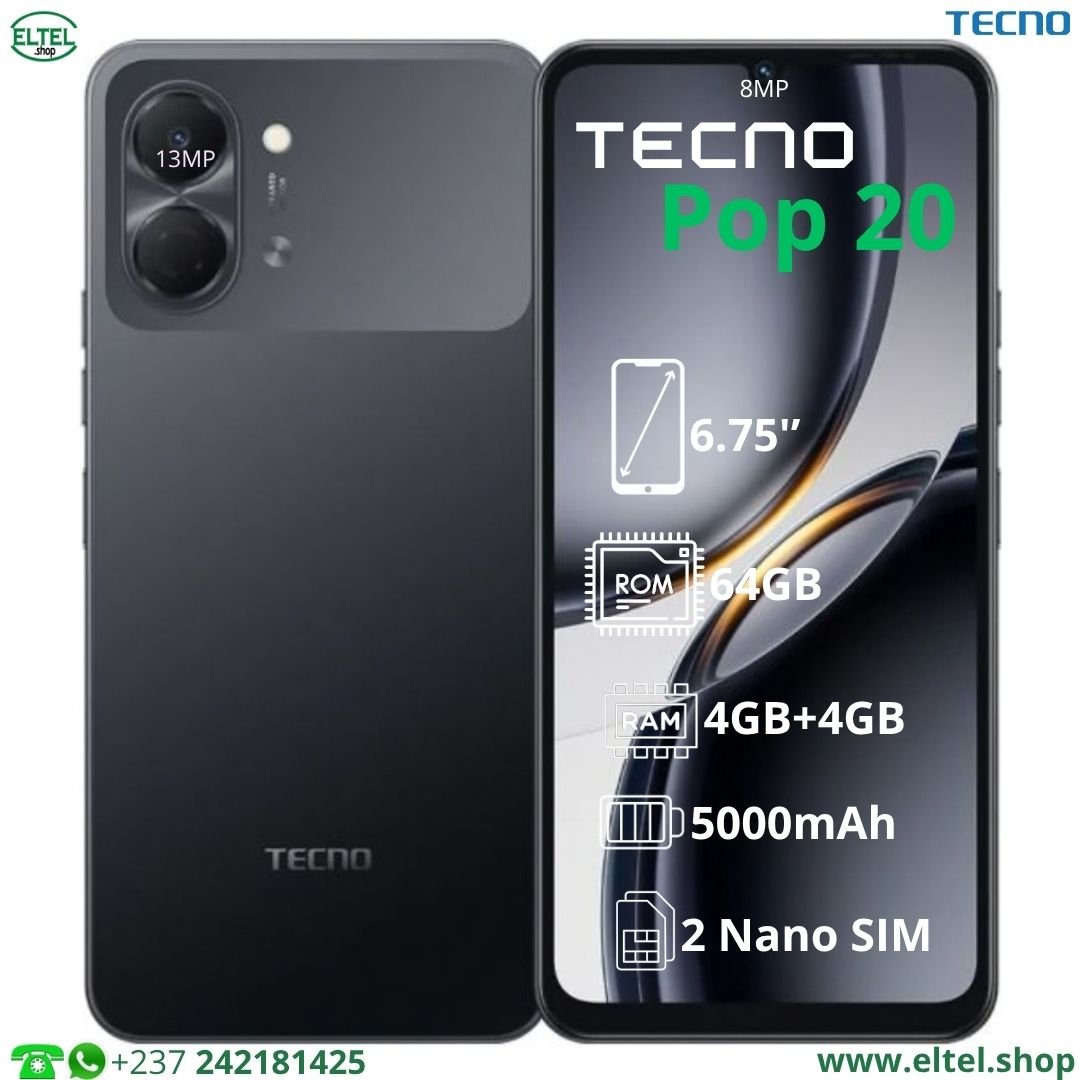 Tecno Pop 20 - 64GB/4GB - 13MP/8MP - 5000mAh - garantie 13 mois (neuf)
