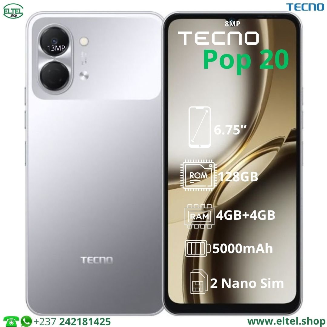 Tecno Pop 20 - 128GB/4GB - 13MP/8MP - 5000mAh - garantie 13 mois (neuf)