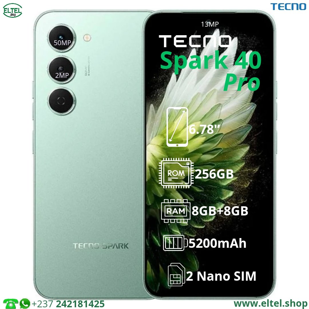 Tecno Spark 40 Pro - 256GB/8GB - 50MP+2MP/13MP - 5200mAh - garantie 13 mois (neuf)