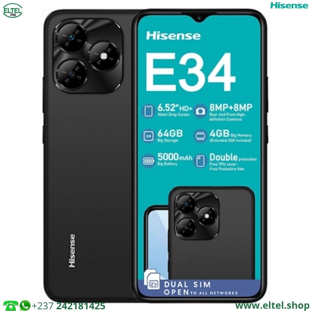 Hisense E34 nr 64.4 Hisense E34 - 64GB/4GB - 8MP/8MP - 5000mAh - garantie 12 mois (neuf)
