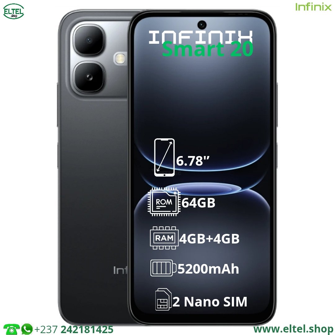 Infinix Smart 20 - 64GB/4GB - 2sim - 8MP+2MP/8MP - 5200mAh - garantie 12 mois (neuf)