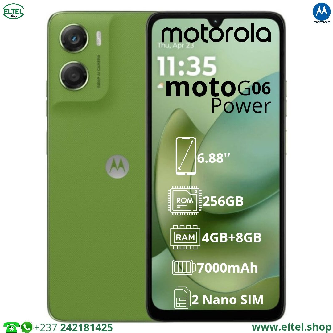 Mtrl moto G06 Pw vrt 256.4 Motorola Moto G06 Power - 256GB/4GB - 50MP/8MP - 7000mAh - Garantie 12 Mois (neuf)
