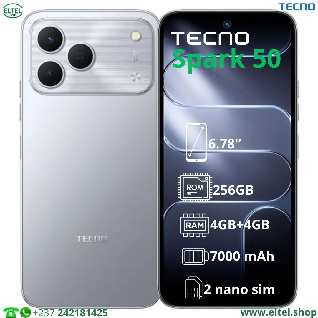 Tecno Spark 50 - 256GB/4GB - 50MP+2MP/8MP - 7000mAh - garantie 13 mois (neuf)