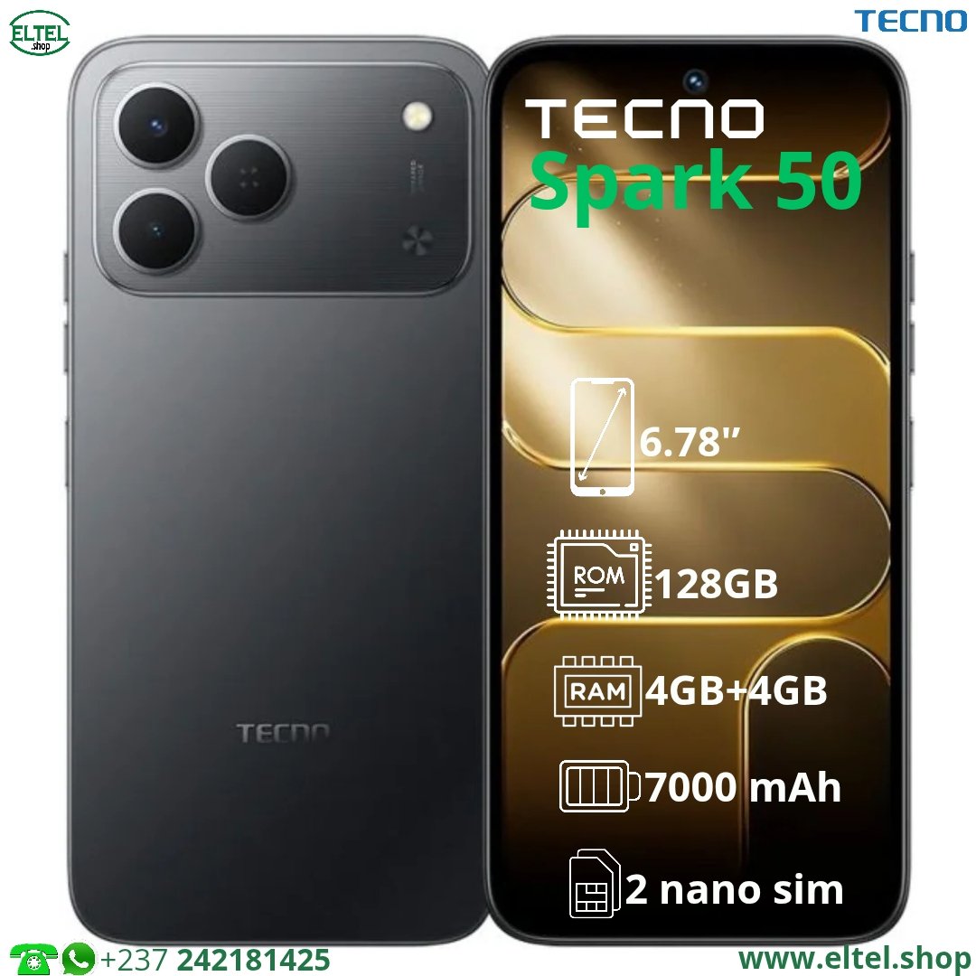 Tecno Spark 50 - 128GB/4GB - 50MP+2MP/8MP - 7000mAh - garantie 13 mois (neuf)