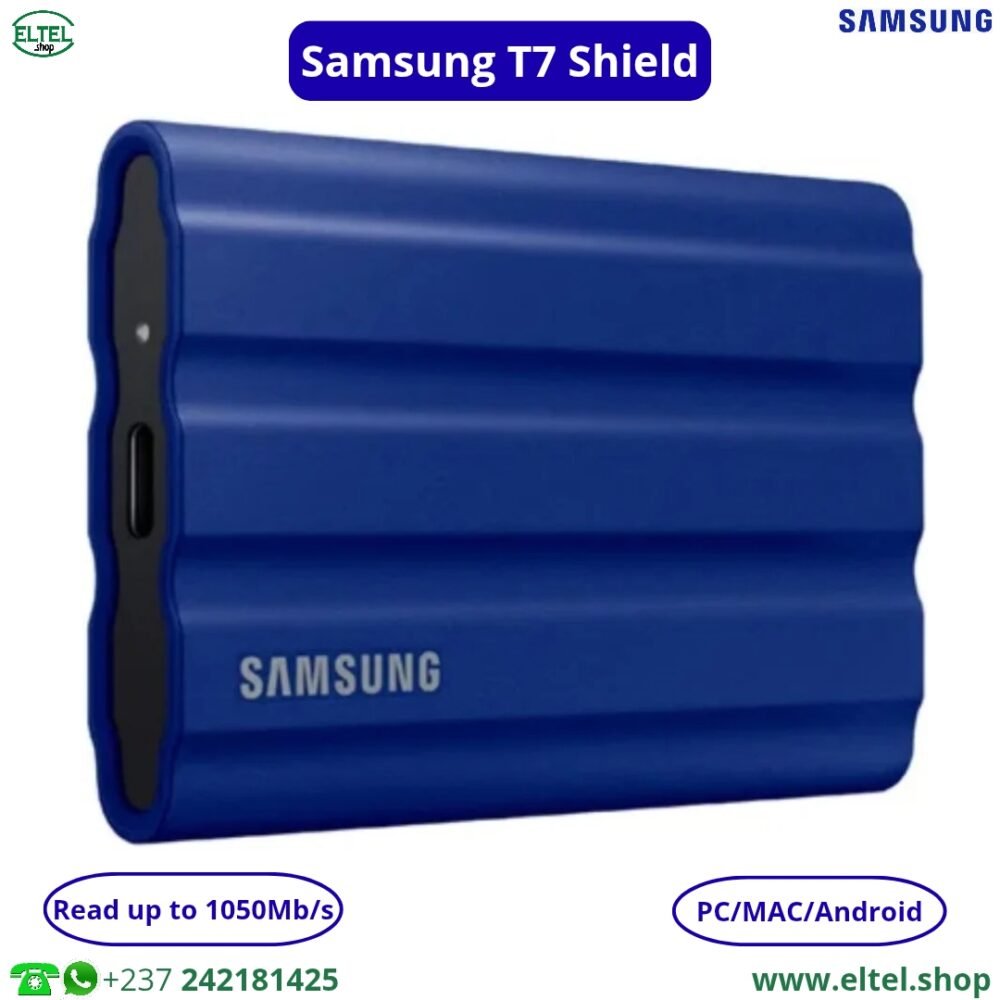 Ssg T7 shield bl Disque Dur SSD Portable Samsung T7 Shield - 1 To - 1050 Mbps - Garantie 12 mois (neuf)