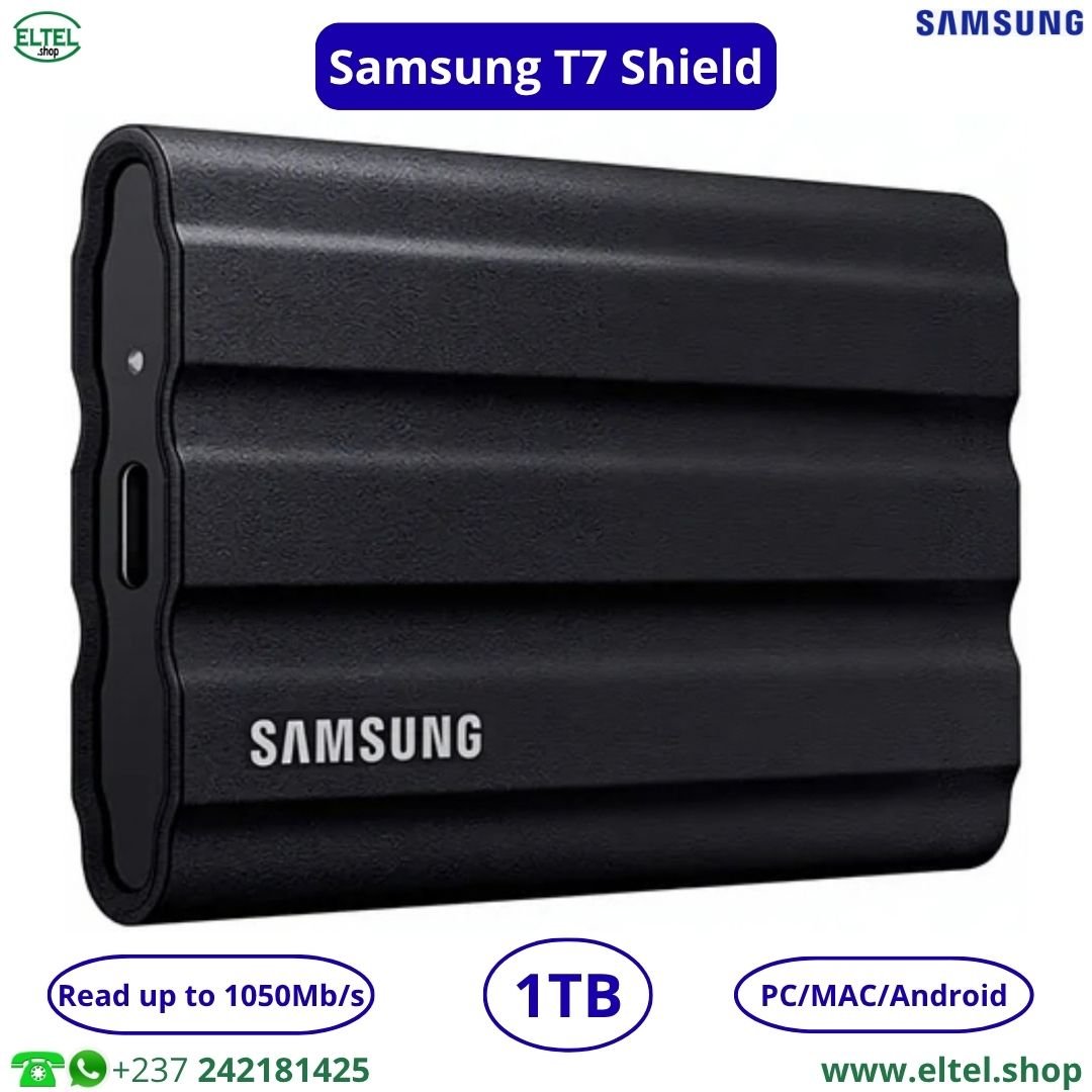 Disque Dur SSD Portable Samsung T7 Shield  - 1 To - 1050 Mbps - Garantie 12 mois (neuf)