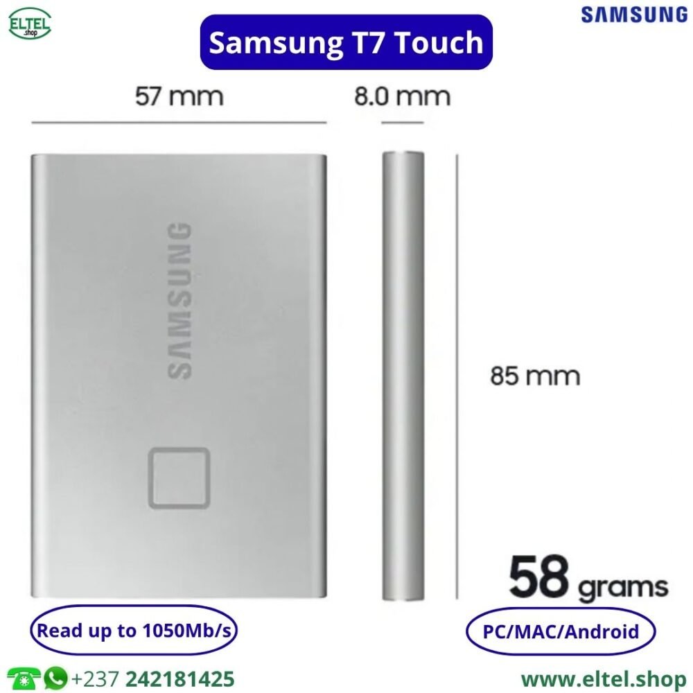 Ssg T7 touch Disque Dur SSD Portable Samsung T7 Touch - 1 To - 1050 Mbps - Garantie 12 mois (neuf)