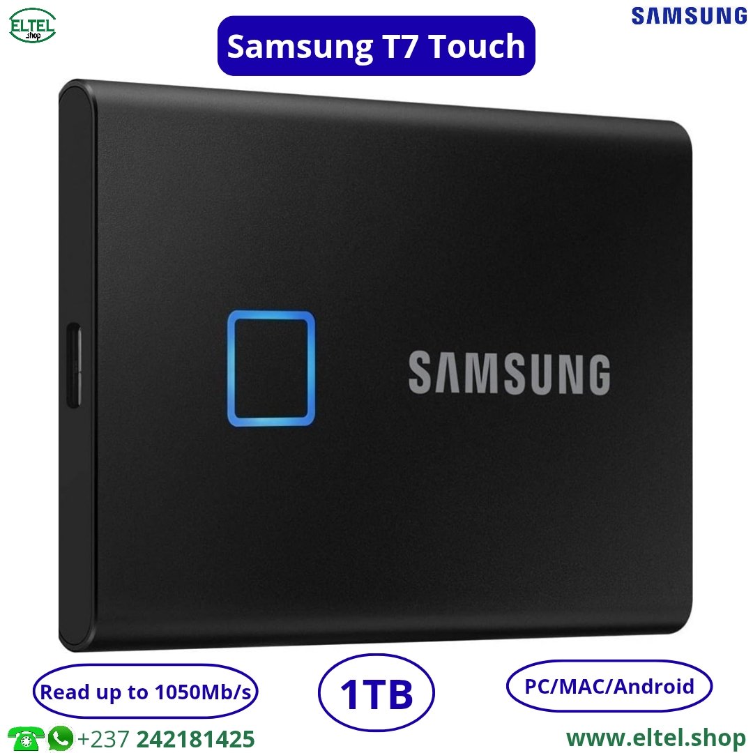 Disque Dur SSD Portable Samsung T7 Touch  - 1 To - 1050 Mbps - Garantie 12 mois (neuf)