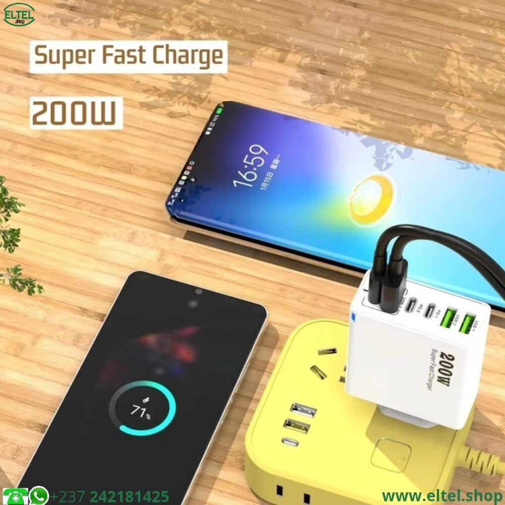 Chargeur Super Rapide ADC-PD010 - 200W - 3Port USB-A - 3Port USB-C