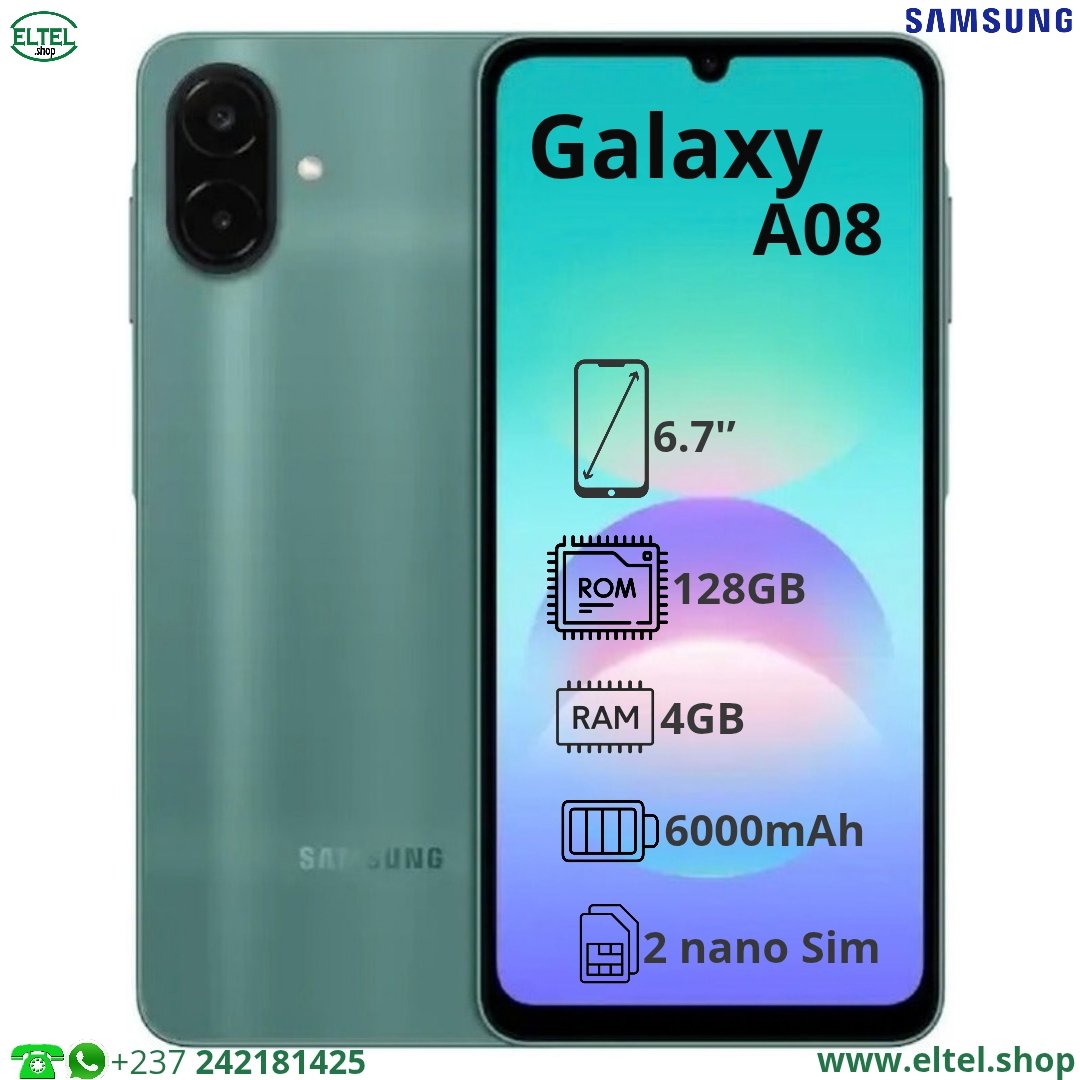 Galaxy A08 - 128GB/4GB - 2sim - 50MP+2MP/8MP - 6000mAh - garantie 24 mois (neuf)