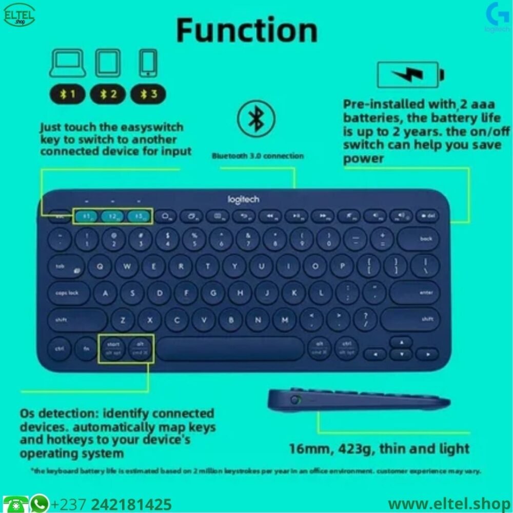 Logitec k380 03 Clavier Logitech K380 Multi-Device - Multiplateforme - sans fil - bluetooth - garantie 12 mois