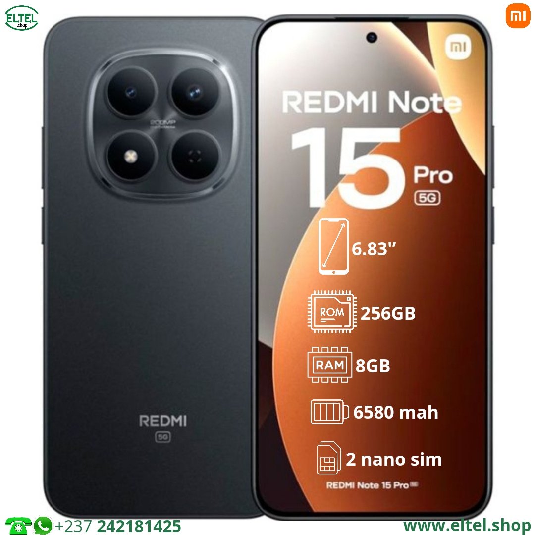 Redmi Note 15 Pro 5G Global - 256GB/8GB - 200MP+8MP/20MP - 6580mAh - Garantie 12 mois (neuf)