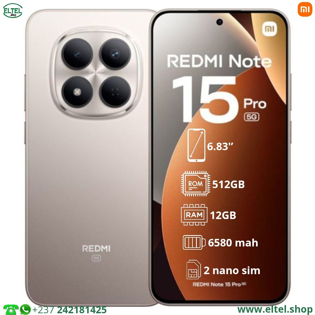 Redmi Note 15 Pro 5G Global - 512GB/12GB - 200MP+8MP/20MP - 6580mAh - Garantie 12 mois (neuf)