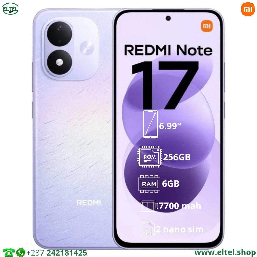 Redmi Note 17 4G - 256GB/6GB - 50MP/16MP - 7700mAh - Garantie 12 mois (neuf)