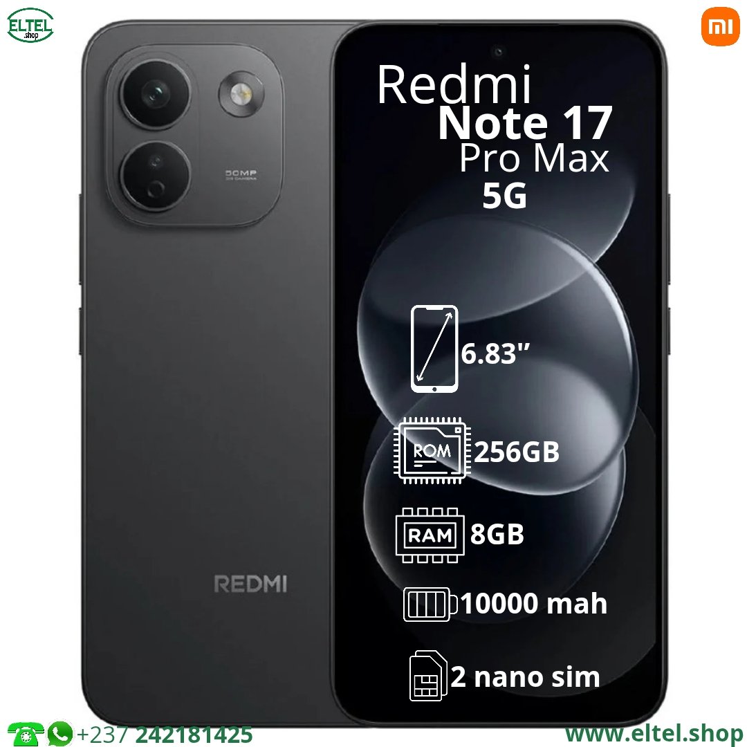 Redmi Note 17 Pro Max 5G - 256GB/8GB - 50MP+8MP/32MP - 10000mAh - Garantie 12 mois (neuf)